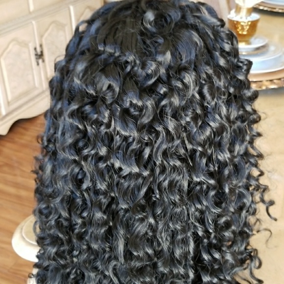 Beautiful Curly Human Hair Blend LaceFront Wig main image 8