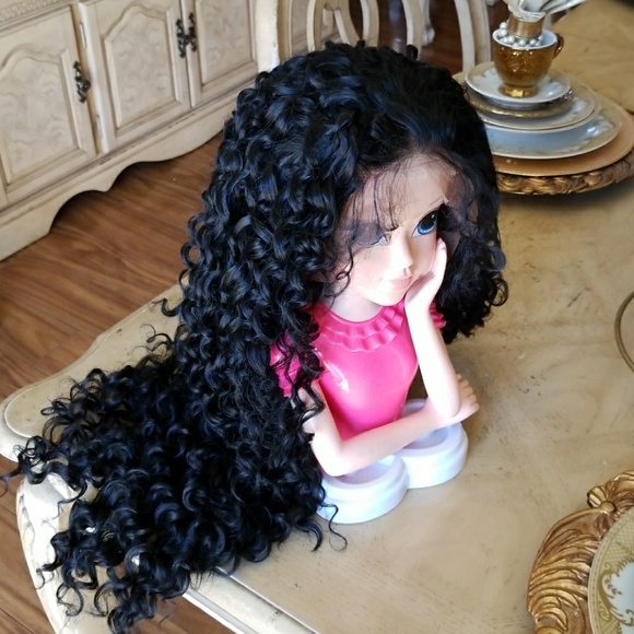 Beautiful Curly Human Hair Blend LaceFront Wig main image 4