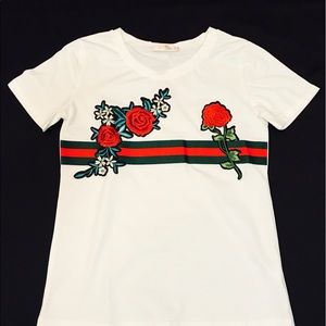 Rose embroidered shirt