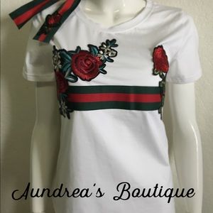 Rose embroidered shirt