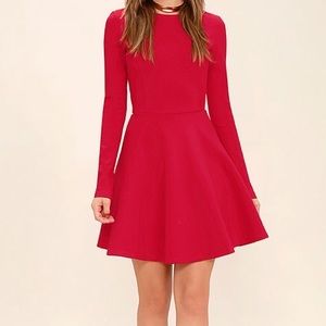 Lulu's Forever Chic Red Long Sleeve Dress