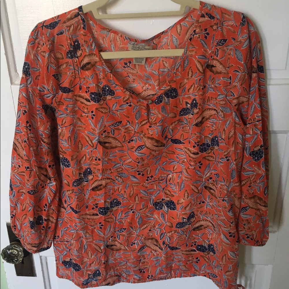 Lucky Brand Feather Print Blouse
