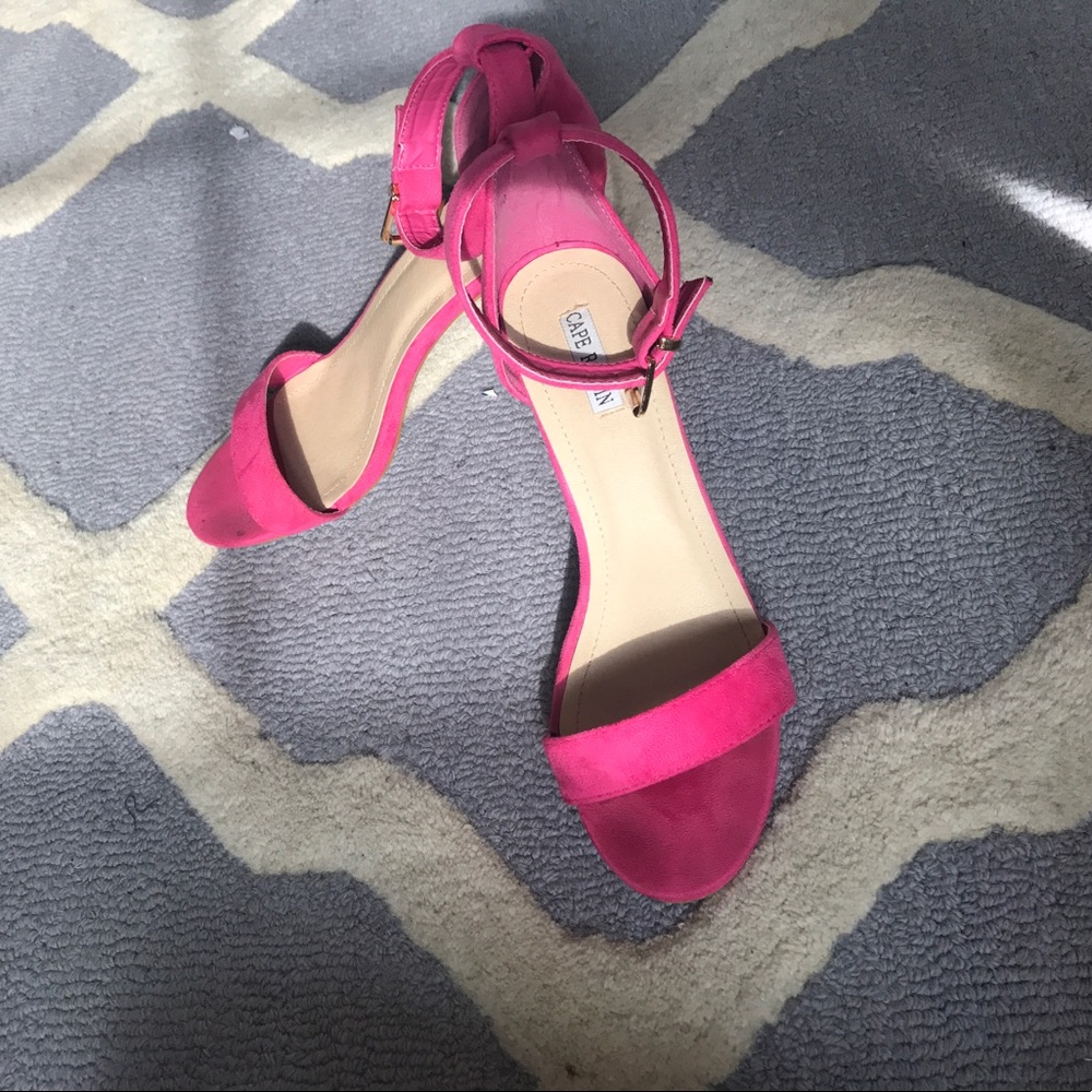 Hot pink chunky sandal heel