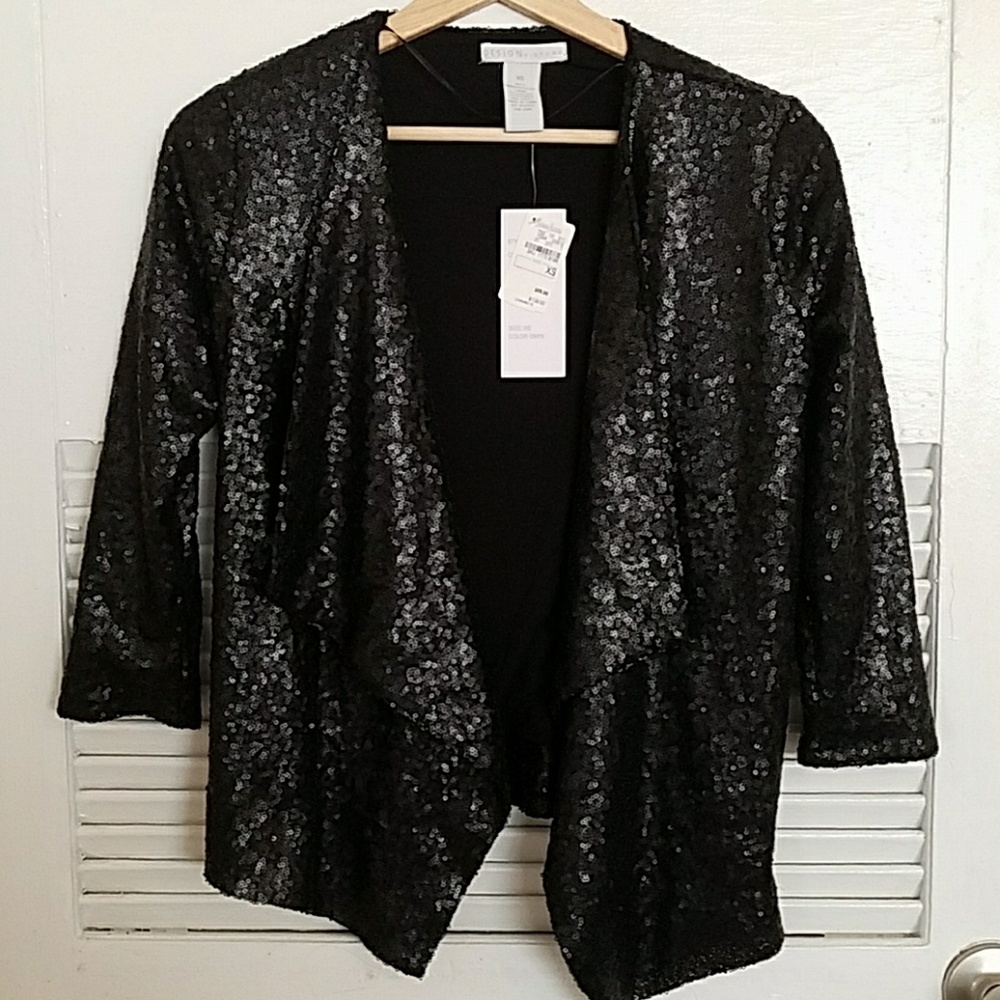 NEW Black Sequin Cardigan XS