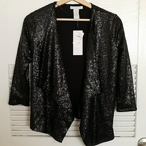 NEW Black Sequin Cardigan XS - Picture 1 of 4