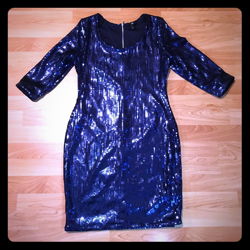 Navy Sequin Dress - H&M Size M.