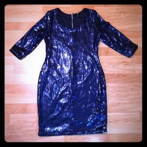 Navy Sequin Dress - H&M Size M.