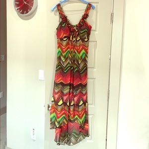 Hi-Low Colorful Printed Summer Dress