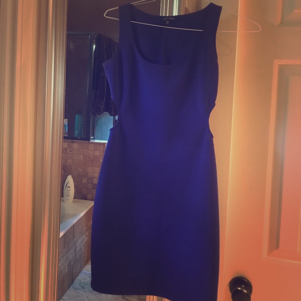 Royal blue dress with side cutouts