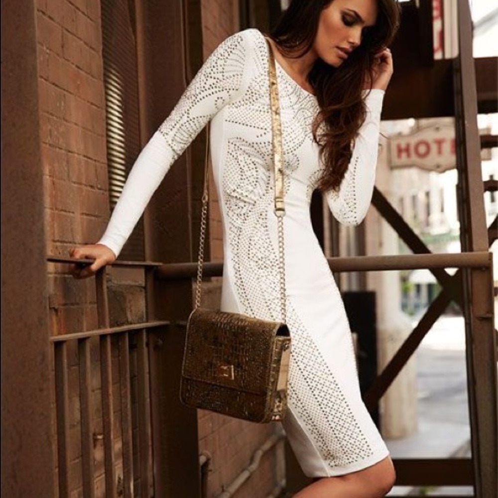 Long Sleeve Embellished Midi Dress