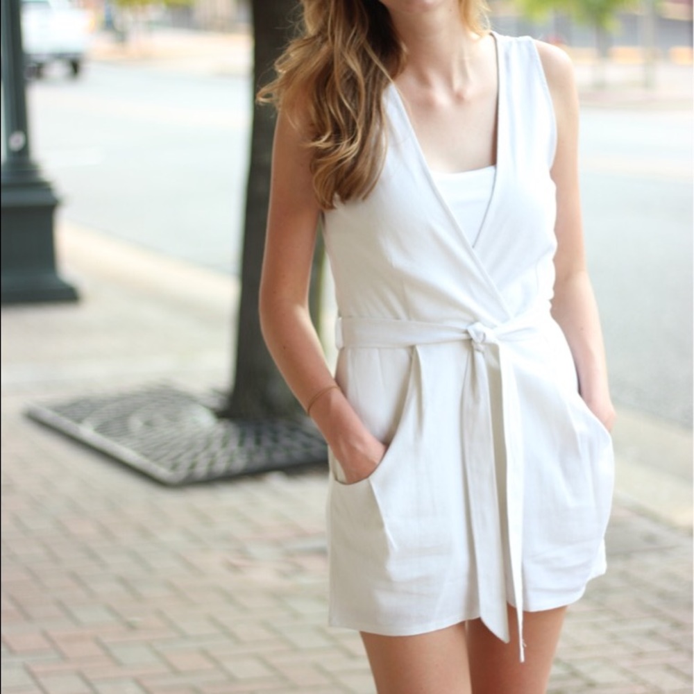 NWOT Ivory Linen Romper