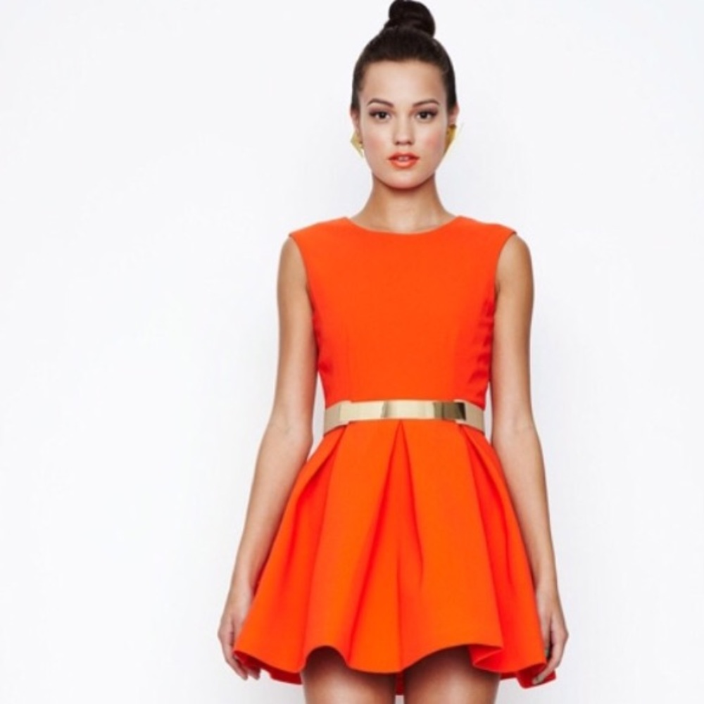 Orange Aqua by Aqua Floyd Structured Skater Dress