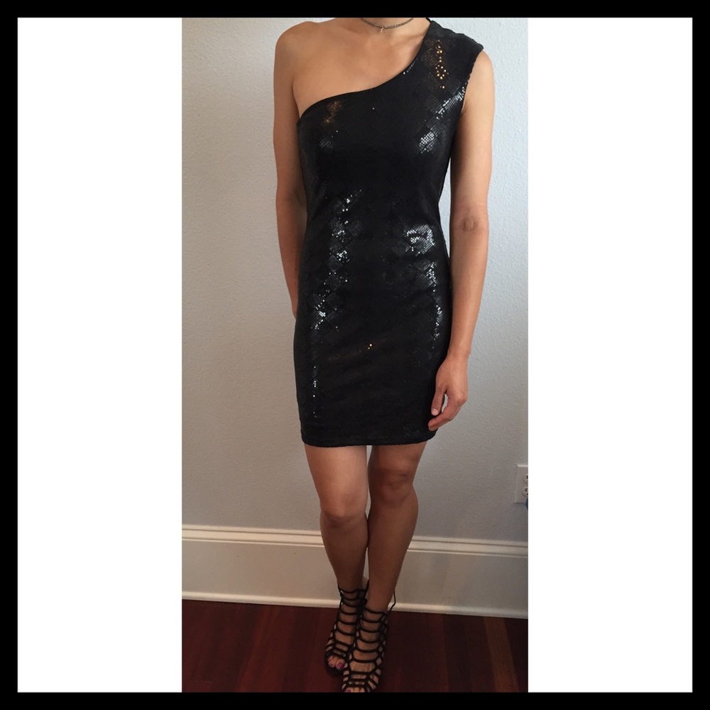 Black sequins semi formal dress