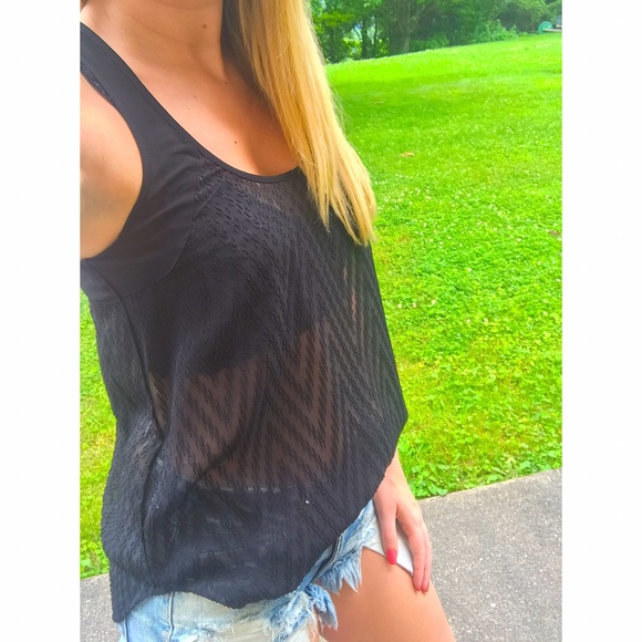 NWT Eyelash couture XS black sheer tank top - Picture 2 of 2