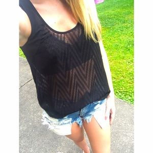 NWT Eyelash couture XS black sheer tank top