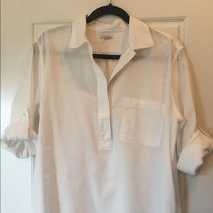 Gap White Cotton Button-Down Popover Size M Tall