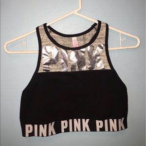 PINK high neck sports bra