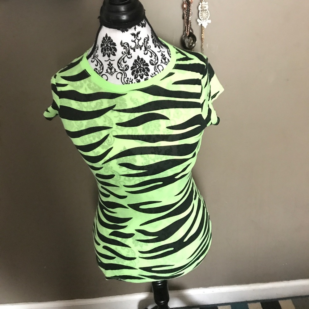 Charlotte Russe Neon Green Zebra Shirt