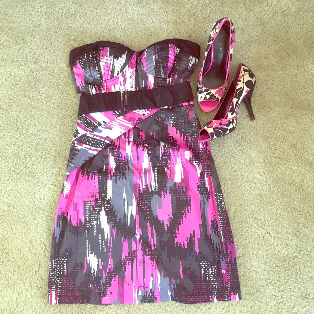 Strapless paint splatter dress