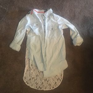 Light jean button up with lace back