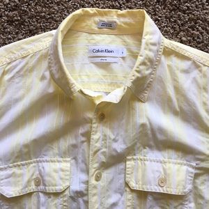Yellow slim fit Calvin Klein button up