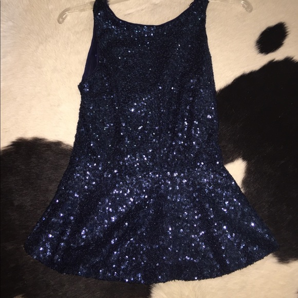 Blue sequin open back top - Picture 2 of 3