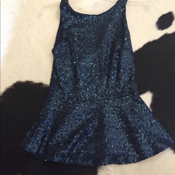 Zara Tops - Blue sequin open back top