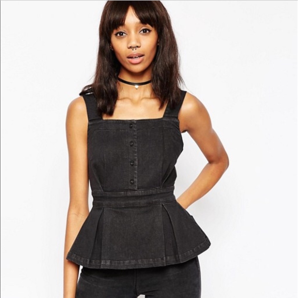 Denim Black Peplum Top