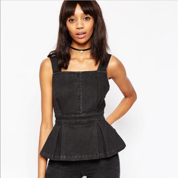 ASOS Tops - Denim Black Peplum Top