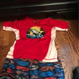 Shark swim shirt and bathing suit