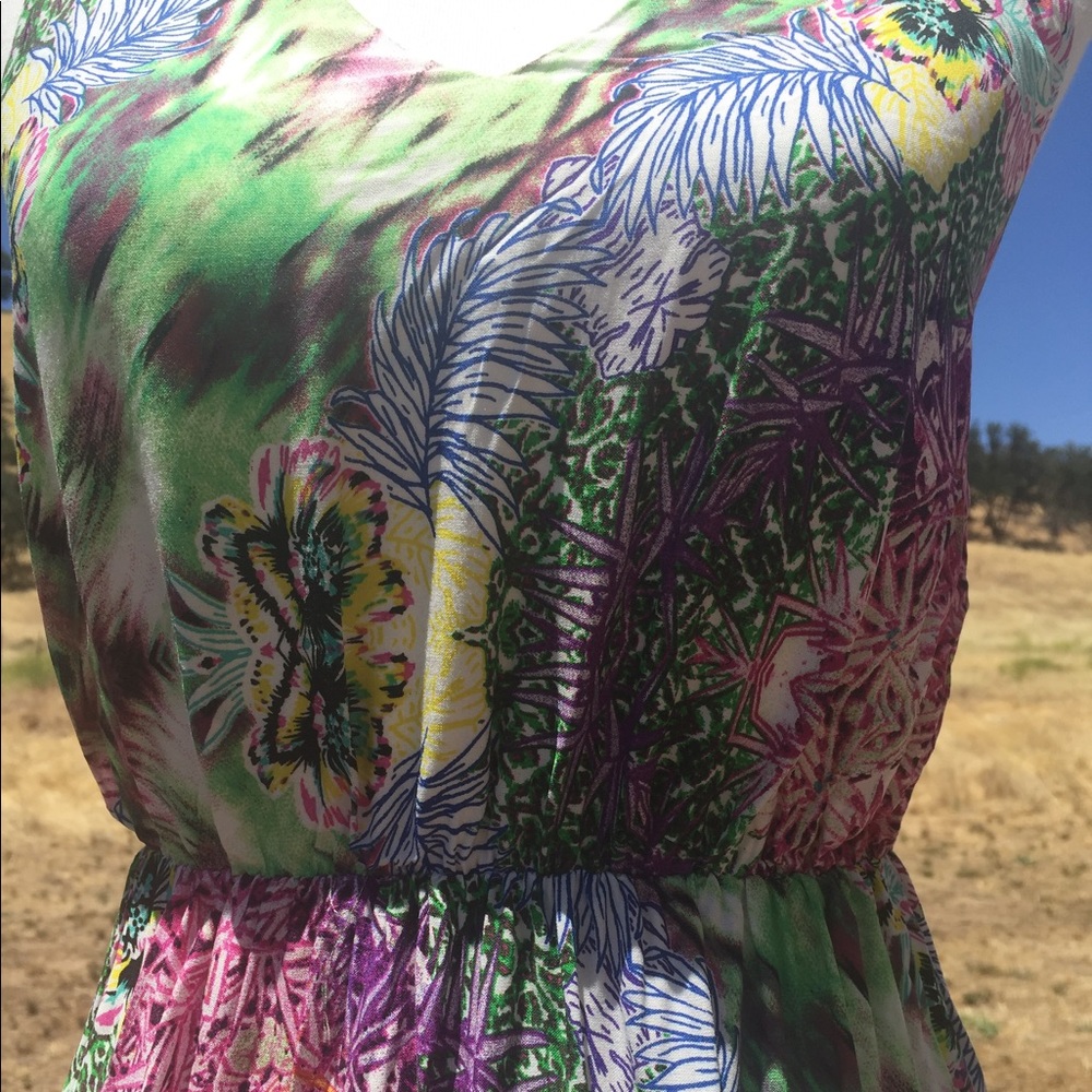 Multi Color Boho Floral Rayon Maxi Dress - Picture 7 of 7