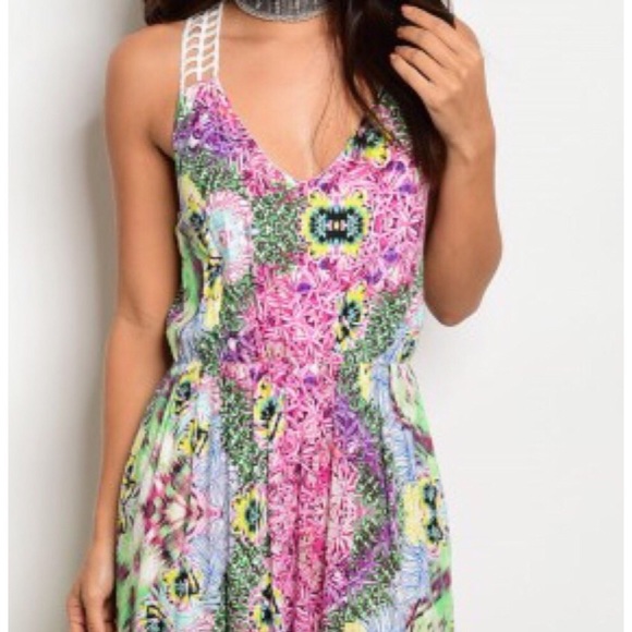 Multi Color Boho Floral Rayon Maxi Dress - Picture 2 of 7