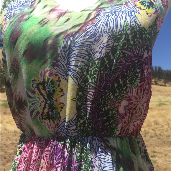 Multi Color Boho Floral Rayon Maxi Dress - Picture 7 of 7