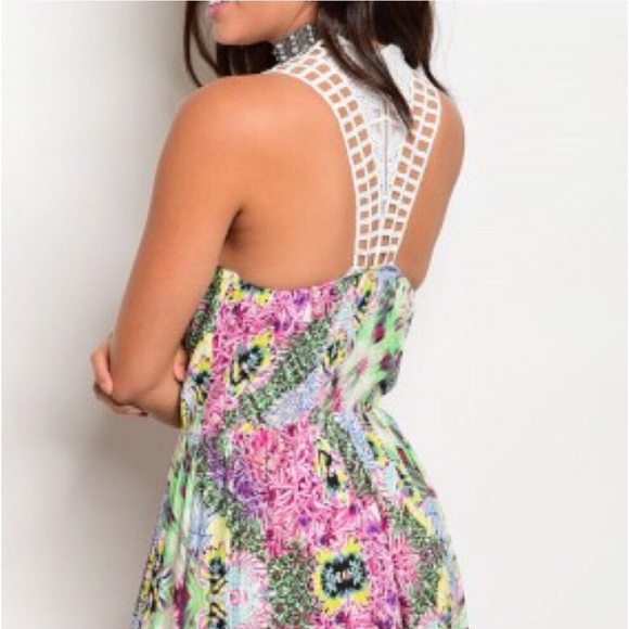 Multi Color Boho Floral Rayon Maxi Dress - Picture 6 of 7