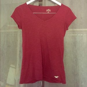 Red Hollister v-neck tee