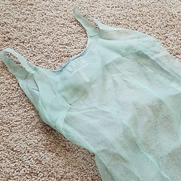 Sheer Mint Dress with Black Hem - Picture 2 of 3