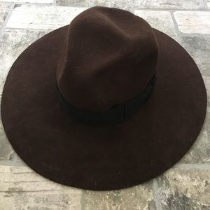 Chocolate brown fedora style floppy hat