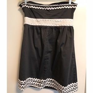 Strapless Gray Dress with White Ric Rac