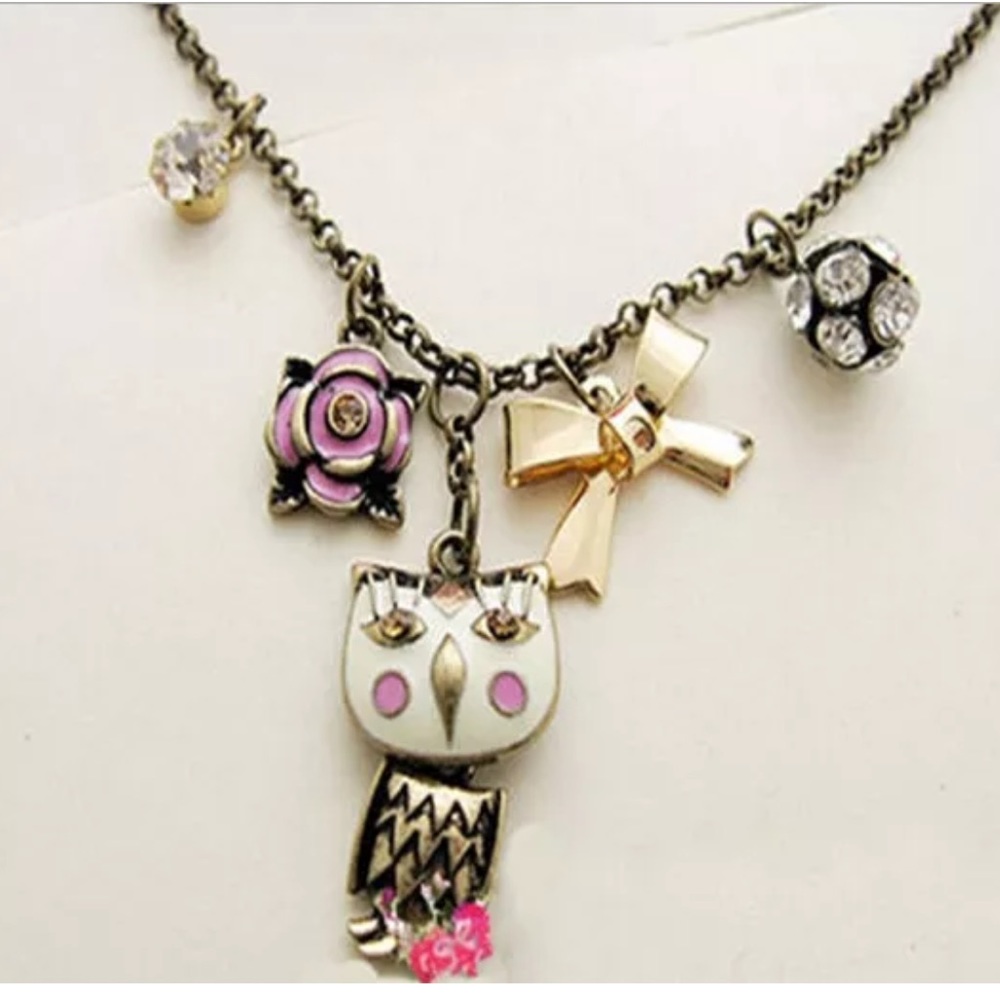 🦉STYLISH OWL PENDANT WITH CHARMS NECKLACE! 💝