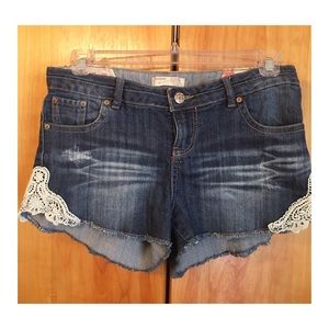 Denim Shorts with Lace Detail