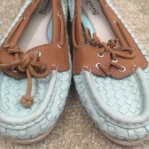 Light blue and brown Sperrys