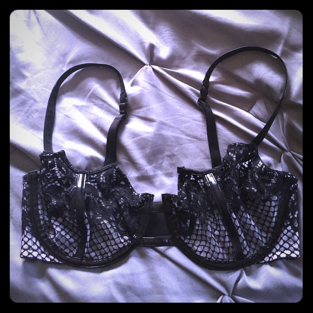 Victorias Secret leather and lace bralette