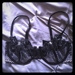Victorias Secret leather and lace bralette