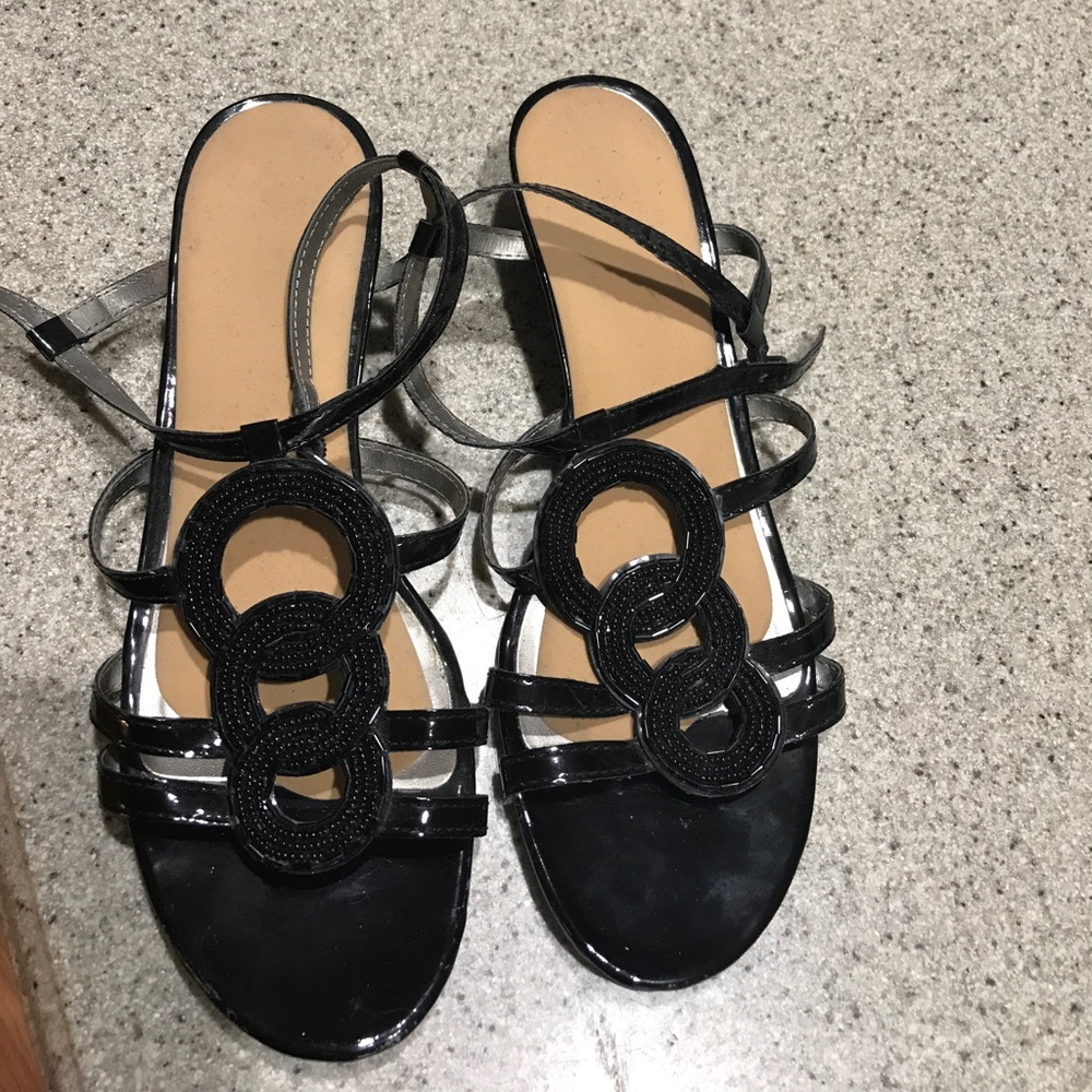 Beaded Black Wedge