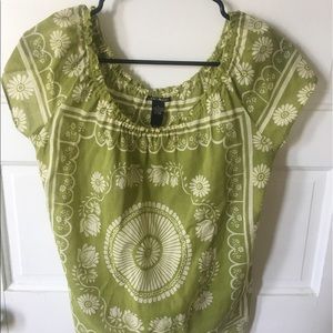Lucky Brand Green Off The Shoulder Top