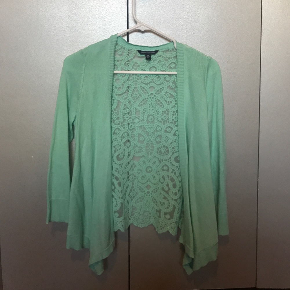 Teal American Eagle sweater/cardigan