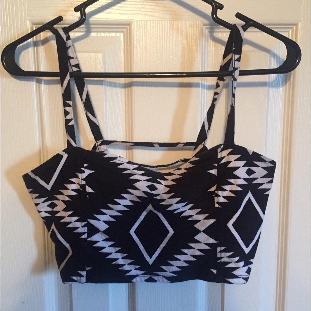 Black & white Aztec print bandeau