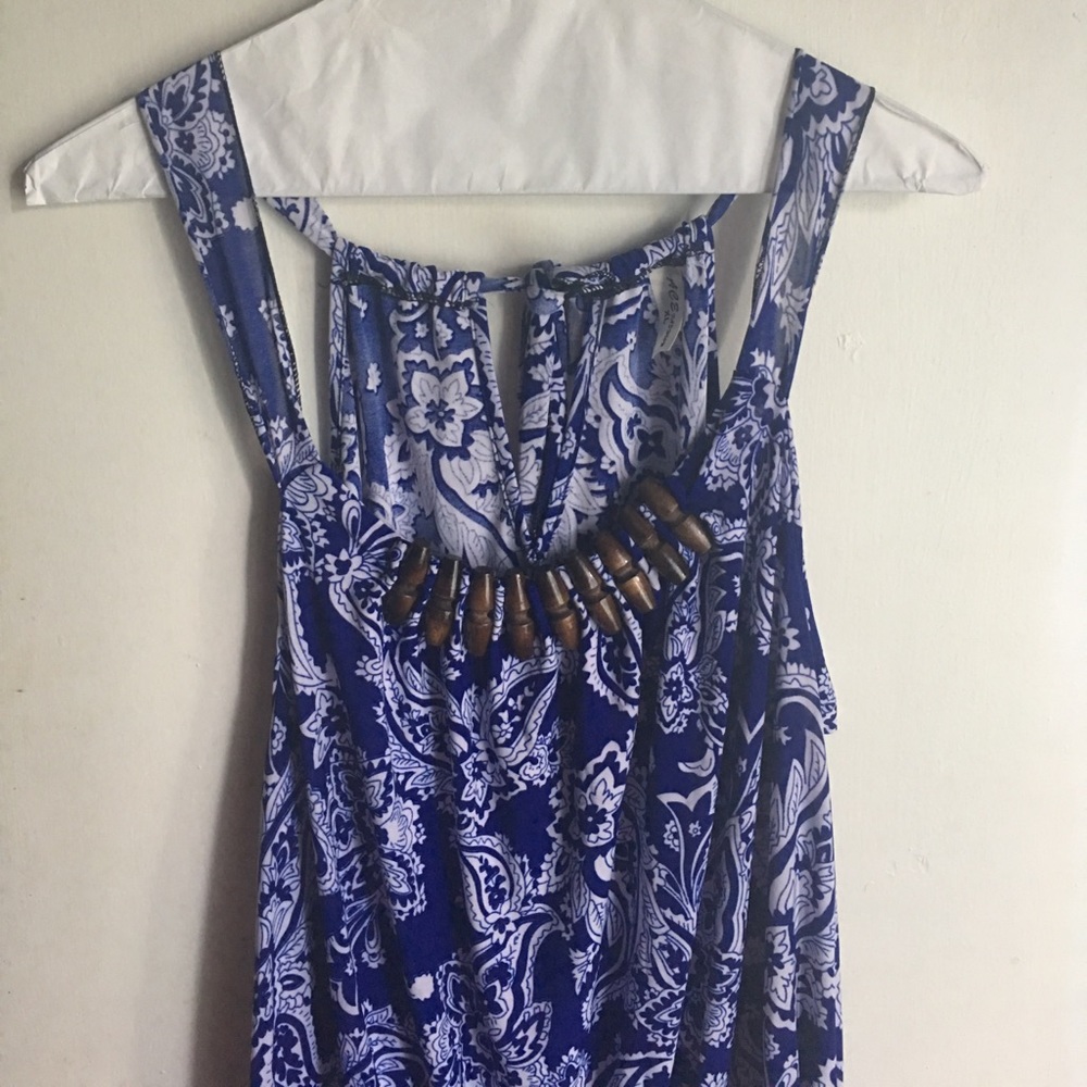 Summer Dress, blue & white print