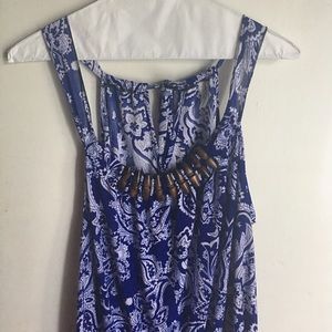 Summer Dress, blue & white print