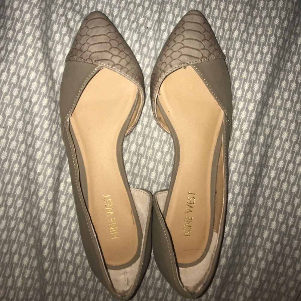 Nude Snakeskin Flats